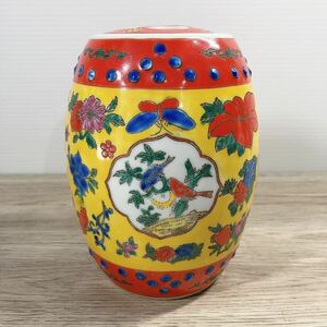 中国制造 壷 壺 瓶 かめ 容器 香炉 陶器 色絵 中国美術 中国民芸品 中国陶器 古美術 骨董 アンティーク