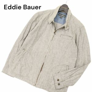 Eddie Bauer エディーバウアー 麻 リネン★ 千鳥 スウィングトップ ドリズラー ジャケット ブルゾン Sz.S メンズ アウトドア　C4T01169_2#M