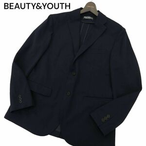 BEAUTY&YOUTH ユナイテッドアローズ 通年 リサイクル カルゼ★ 2ボタン テーラード ジャケット Sz.L　メンズ ネイビー　C4T01626_2#O