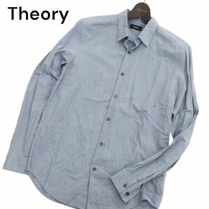 Theory セオリー 春夏 【ESSENTIAL LINEN IRVING】 麻 リネン★ 長袖 シャツ Sz.S　メンズ 青系　C4T01638_2#A