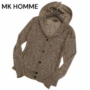 MK HOMME ミッシェルクラン オム 春夏 麻 リネン★ ニット フーディー パーカー Sz.46　メンズ 茶色系　C4T01644_2#M