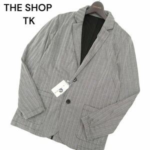 【新品 未使用】 THE SHOP TK タケオキクチ 通年 レーヨン混★ ヘリンボーン 2B テーラード ジャケット Sz.M　メンズ グレー　C4T01604_2#O