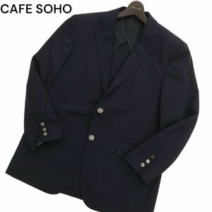 CAFE SOHO カフェソーホー 春夏 ULTRA COOL 銀釦★ ウール テーラード ジャケット ブレザー Sz.AB6　メンズ ネイビー 紺ブレ　C4T01449_2#M