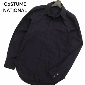 イタリア製★ CoSTUME NATIONAL HOMME コスチュームナショナル オム 通年 長袖 スタンダード シャツ Sz.46　メンズ ネイビー　C4T01676_2#C