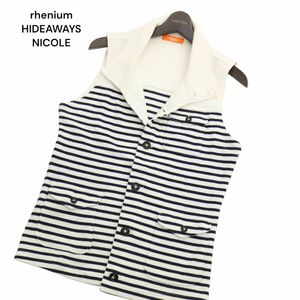 rhenium HIDEAWAYS NICOLE ハイダウェイ ニコル 通年 スタンドカラー コンフォート★ ボーダー ベスト Sz.46　メンズ　C4T01740_2#O