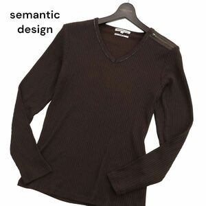 semantic design セマンティック デザイン 通年 長袖 Vネック ジップ装飾★ リブ カットソー ロンTシャツ Sz.M　メンズ　C4T01726_2#F