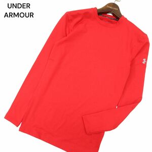 UNDER ARMOUR アンダーアーマー 通年 長袖 ロゴプリント★ トレーニング カットソー ロンTシャツ Sz.M　メンズ 赤 ゴルフ　C4T01877_3#F