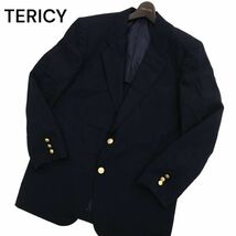 TERICY CHIKUMA チクマ 春夏 強撥水加工★ 金釦 テーラード ジャケット ブレザー 紺ブレ Sz.A7　メンズ ネイビー 日本製　C4T01577_2#M_画像1