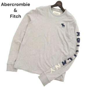 Abercrombie&Fitch アバクロンビー＆フィッチトナカイ刺繍★ ワッペン 長袖 カットソー ロンTシャツ Sz.M　メンズ グレー　C4T01661_2#F