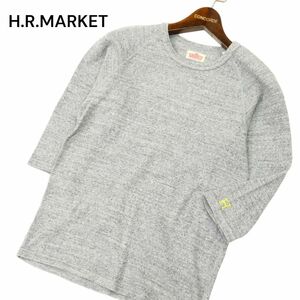 H.R.MARKET ハリウッドランチマーケット H刺繍★ 7分袖 ストレッチ フライス カットソー Tシャツ Sz.2　メンズ 灰 日本製　C4T01793_2#D