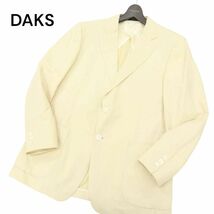 DAKS ダックス 春夏 背抜き 麻 リネン混★ ヘリンボーン 2B アンコン テーラード ジャケット Sz.L　メンズ 日本製　C4T01843_3#M_画像1