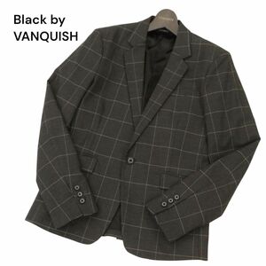 美品★ Black by VANQUISH ヴァンキッシュ 通年 ウインドウペン★ チェック 1B テーラード ジャケット Sz.S　メンズ グレー　C4T01905_3#O