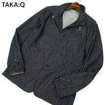 TAKA:Q タカキュー 通年 SLIM FIT 襟ワイヤー★ ストライプ デニム カバーオール ジャケット Sz.LL　メンズ 大きいサイズ　C4T01972_3#O_画像1