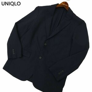 22SS★ UNIQLO ユニクロ 春夏 感動ジャケット★ SLIM FIT ウールライク 2B アンコン テーラード ジャケット Sz.S　メンズ 紺　C4T01959_3#M