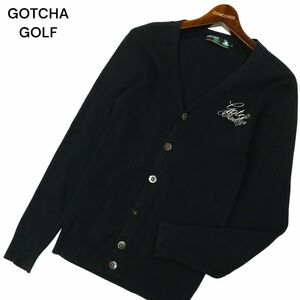 GOTCHA GOLF ガッチャ ゴルフ 通年 ロゴ刺繍★ コットン リブ ニット カーディガン Sz.S　メンズ 黒　C4T01954_3#L