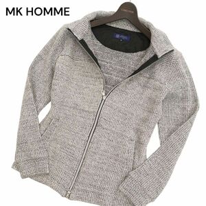 MK HOMME ミッシェルクラン オム 通年 ダブルジップ 襟ワイヤー★ ニット ジャケット ブルゾン Sz.48　メンズ　C4T01940_3#O