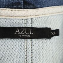 AZUL by MOUSSY アズール マウジー カモフラ 迷彩 総柄 USED加工★ スウェット ドビー デニム ZIP パーカー Sz.XL　メンズ　C4T01947_3#I_画像5