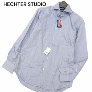 【新品 未使用】 HECHTER STUDIO ダニエルヘクター 通年 長袖 スリム ワイシャツ ドレスシャツ Sz.38-82　メンズ 青 　C4T00914_2#C