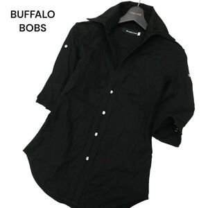 BUFFALO BOBS バッファローボブス 春夏 ５分袖 襟袖ワイヤー★ ストレッチ シャツ Sz.1　メンズ 黒　C4T02081_3#A