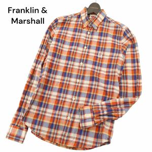 Franklin & Marshall フランクリン＆マーシャル 通年 SLIM FIT★ 長袖 ボタンダウン チェック シャツ Sz.S　メンズ　C4T02049_3#C