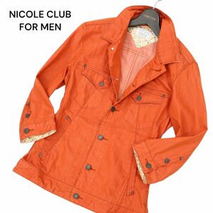 NICOLE CLUB FOR MEN ニコルクラブ フォーメン 春夏 7分袖 ワーク ジャケット Sz.48　メンズ オレンジ　C4T02198_3#M