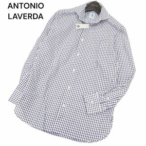 【新品 未使用】 ANTONIO LAVERDA スーツカンパニー アントニオラヴェルダ SLIM FIT 長袖 チェック シャツ Sz.M　メンズ　C4T02215_3#C