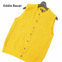 Eddie Bauer エディーバウアー 春夏 【コットン リネン混】 ニット ベスト Sz.M　メンズ アウトドア 黄色　C4T02148_3#J_画像1