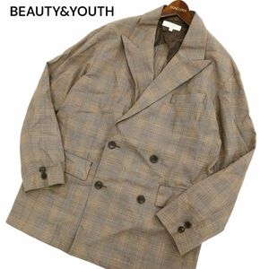 BEAUTY&YOUTH ユナイテッドアローズ 通年 チェック★ ルーズ 4B ダブル テーラード ジャケット Sz.L　メンズ　C4T02233_3#O