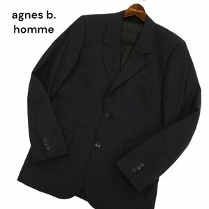 フランス製★ agnes b. homme アニエスベー オム 通年 ウール100% 背抜き 2B テーラード ジャケット Sz.46　メンズ グレー　C4T02237_3#O