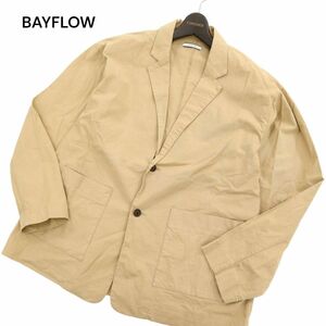 BAYFLOW DENIM ベイフロー 通年 ストレッチ★ 2B オーバーサイズ コンフォート テーラードジャケット Sz.3　メンズ ベージュ　C4T02356_3#O