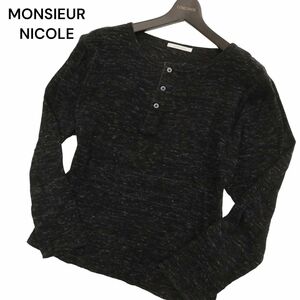 MONSIEUR NICOLE ムッシュ ニコル 通年 ヘンリーネック★ メランジ 長袖 カットソー ロンTシャツ Sz.50　メンズ　C4T02375_3#F