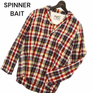 SPINNER BAIT スピナーベイト 春夏 麻リネン100％★ 長袖 チェック シャツ ジャケット Sz.40　メンズ 日本製　C4T02344_3#A