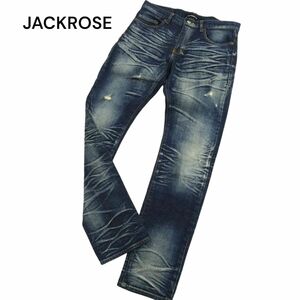 JACKROSE ジャックローズ 通年 3Ｄ 髭落ち ダメージ加工★ ストレッチ スリム デニム パンツ ジーンズ Sz.3　メンズ 日本製　C4B01342_3#R