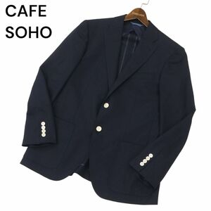 CAFE SOHO カフェソーホー 春夏 背抜き HEAT BLOCH★ ストレッチ テーラード ジャケット ブレザー Sz.A6　メンズ ネイビー　C4T02329_3#M