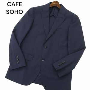 CAFE SOHO カフェソーホー 春夏 プレミアムウォッシュ ウール★ 2B テーラード ジャケット Sz.A7　メンズ ネイビー　C4T02393_3#M