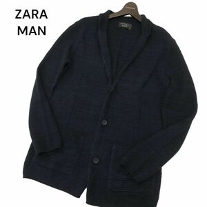 ZARA MAN ザラ マン 通年 3B ニット テーラード ジャケット Sz.L　メンズ ネイビー　C4T02460_3#O