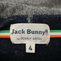 JACK BUNNY!! ジャックバニー パーリーゲイツ 通年 ロゴプリント スウェット プルオーバー パーカー Sz.4　メンズ ゴルフ 灰　C4T02625_3#I_画像5