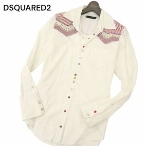 DSQUARED2 ディースクエアード 通年 長袖 切替★ ウエスタン シャツ Sz.46　メンズ 白　C4T02634_3#C