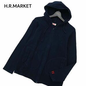 H.R.MARKET ハリウッドランチマーケット 通年 H刺繍★ ダブルジップ フーディー パーカー Sz.2 メンズ ネイビー ハリラン C4T02682_3#Oの画像1