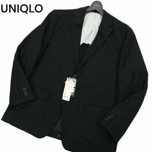 【新品 未使用】 UNIQLO ユニクロ 通年 【リネン コットン】 2B テーラード ジャケット Sz.XL　メンズ 黒 大きいサイズ　C4T02687_3#O