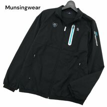 美品★ Munsingwear マンシングウェア 通年 ロゴプリント★ ジップ ジャケット ブルゾン Sz.M　メンズ 黒 ゴルフ　C4T02689_3#O_画像1