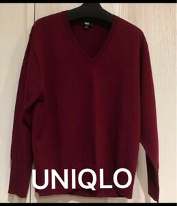 UNIQLOユニクロ　 ワインレッド　ニット Sサイズ Vネック セーター 長袖