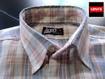 ★100円スタート！USA輸入品 リーバイス LEVI'S アクティブワークシャツ・両胸ポケット 長袖 Mサイズ 希少品 ハンサムチェック カーキ_画像3