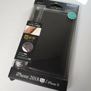 iPhone X XS 手帳型ケース ブラック ハンドストラップ付き 1338