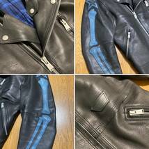 美品 [FORSOMEONE] 定価214,500 MOTO BONE JACKET ボーン バイカーライダース レザージャケット 48 牛革 ブラック 78000144 フォーサムワン_画像10