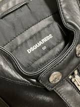 美品☆[DSQUARED2] 14AW 定価40万 ハラコ切替 シングルライダース ラムレザージャケット 50 羊革 牛革 ブラック ディースクエアード_画像4