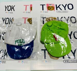 ポロラルフローレンノベルティ帽子のキーホルダー2個とシール横浜1枚、東京ピンク3枚、黒4枚
