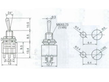 6P 中点あり 5個入り トグルスイッチ AC 6A 125V_画像3