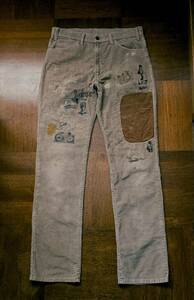 Levi's 519 85年製 536刻印 42TALON コーデュロイ remake パッチワーク paint 刺し子 襤褸