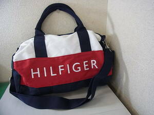 160326H01-0327H□トミーヒルフィガー□TOMMY HILFIGER 2WAY ハンドバッグ／ショルダーバッグ ネイビー・ホワイト・レッド 斜め掛け鞄